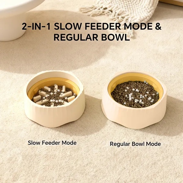 2-in-1 Dual Mode Large Plastic Cat Slow Feeder Bowl, Switchable Fast&Slow Feed - Image 7
