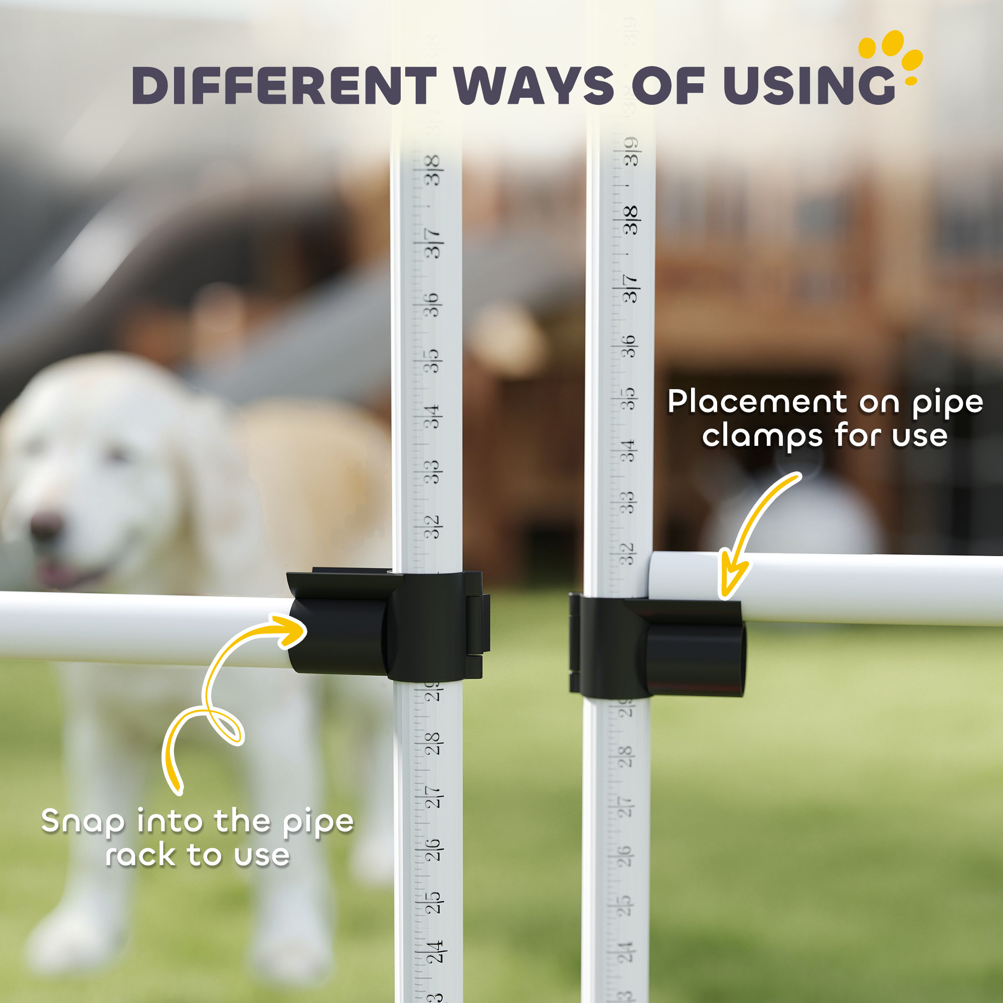 6 Piece Dog Agility Set with Adjustable Height Jump Bars, Carry Bag, Displacing Top Bar, White - Image 7