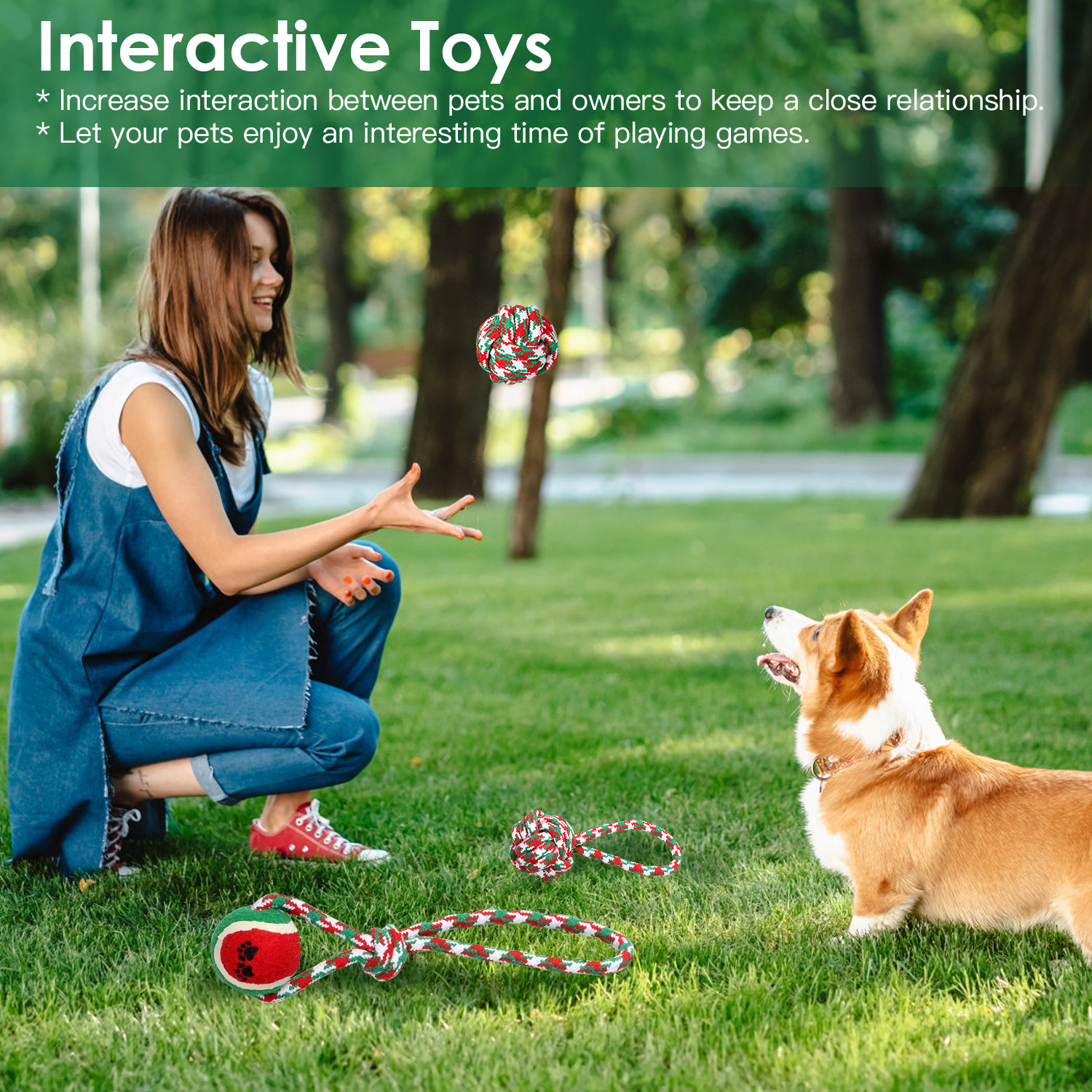 Set Of 5Pcs Christmas Dog Rope Chew Toys Dog Interactive Toys Set For Puppy Small Medium Aggressive Chewers Dogs Training Teething Playing - Image 2