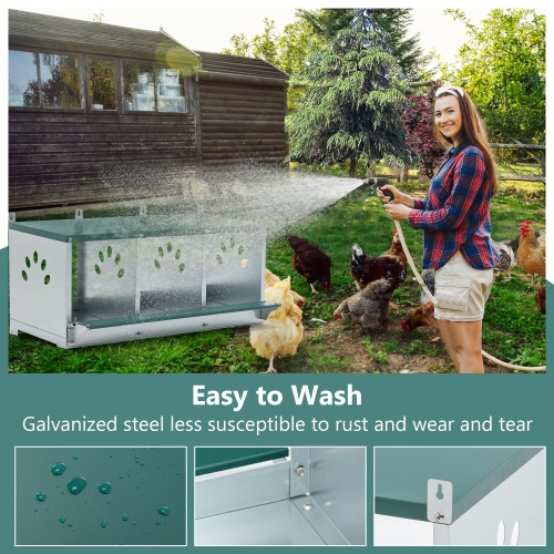 Metal Nesting Boxes For Chicken,3 Compartment Nesting Box,Galvanized Steel Nesting Boxes For Hens, Easy To Assemble - Image 4