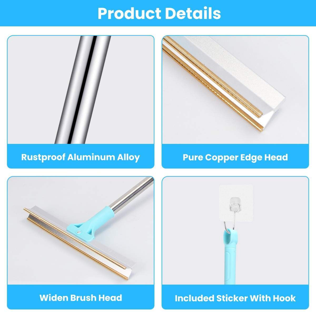 1Pc Pet Hair Removal Rake With 54.33in Adjustable Telescopic Rod Multi-Fabric Dog Cat Hair Scraper Lint Shaver For Carpet Rug Clothes Couch - Image 7