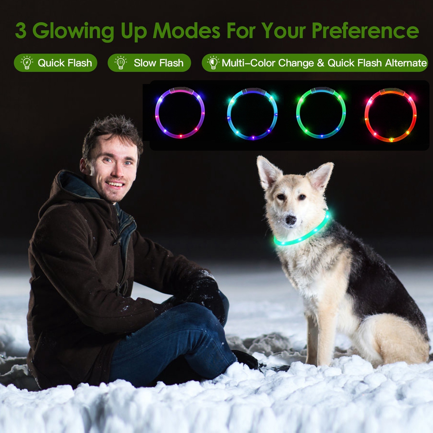 1Pc USB Rechargeable LED Dog Collar Multi Color Lighting Dog Safety Collar Cuttable Length Glow Dog Collar For Small Medium Large Dog Night Walking - Image 2