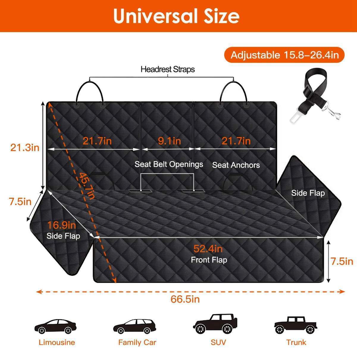 1Pc Dog Car Seat Cover Waterproof Scratchproof Pet Car Rear Protector Mat Pet Back Seat Cover With Dog Seat Belt For Car Truck SUV - Image 2
