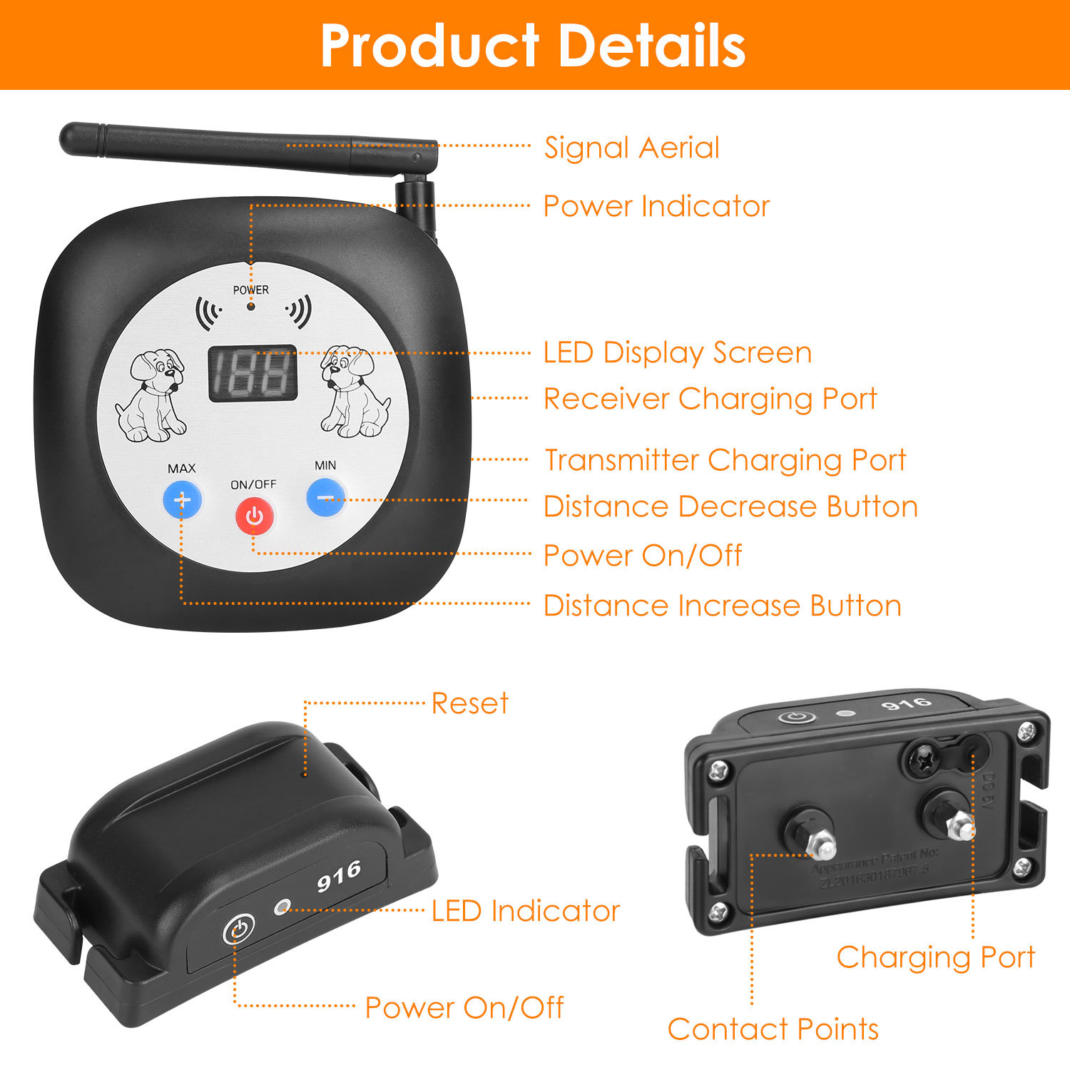 1Set 328FT Electric Wireless Dog Fence System With GPS Location Monitor Collar Receiver Rechargeable Beep Vibration Fence System For Small Medium Large Dogs - Image 6