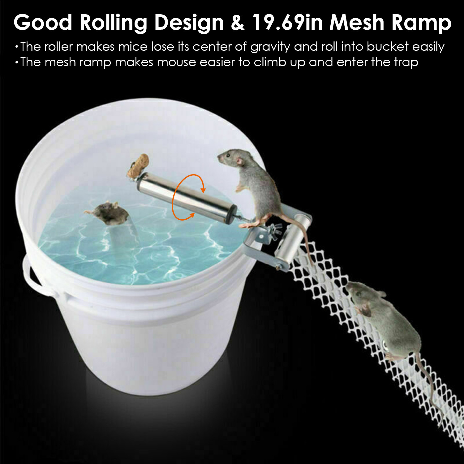 Rolling Mouse Trap With 19.69in Mesh Ramp, Humane Galvanized Metal Rat Trap, Reusable Catch Multiple Mice, Easy To Clean For Home Garage Warehouse Basement - Image 7