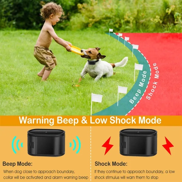Electric Dog Fence System Pet Tone Shock Boundary Containment Water Resistant Collar Receiver For Small Medium Large Dog - Image 8