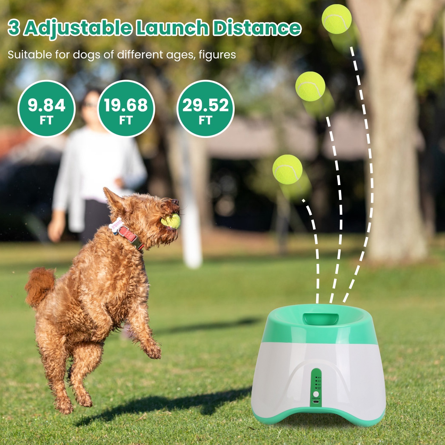 1Pc Automatic Dog Ball Launcher Toy Included 6 Tennis Balls Dog With 3 Adjustable Launch Distance Interactive Ball Thrower Fetch Machine For Small Medium Dogs - Image 6