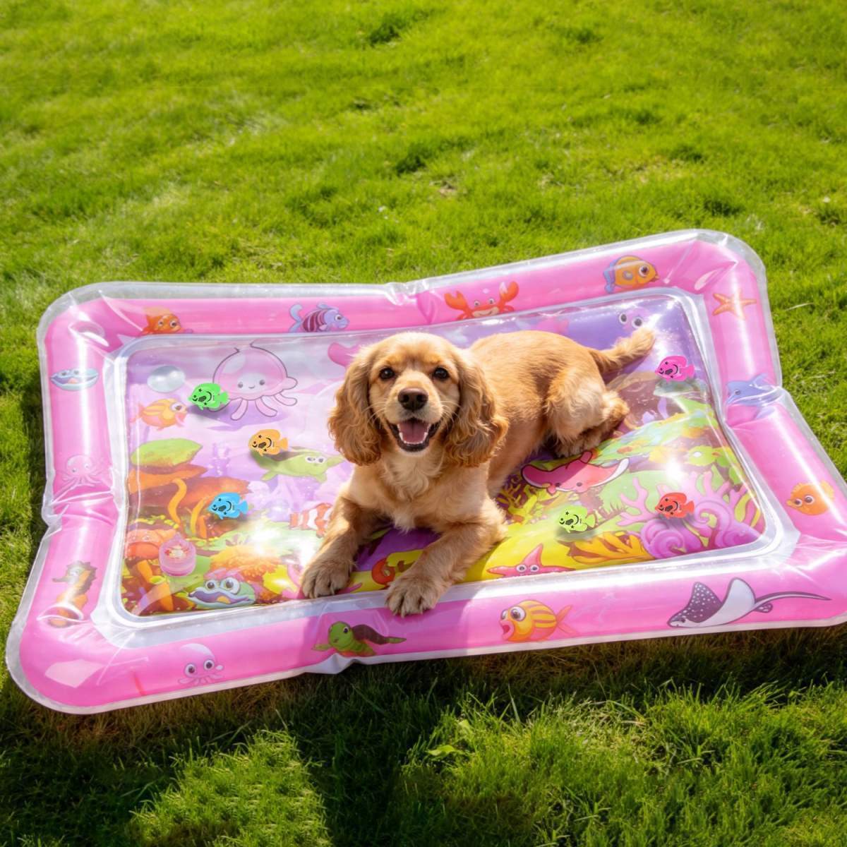Cat Water Mat Interactive Sensory Play Mat With Floating Fish Toys LED Color Changing Light Thickened PVC For Indoor Cats Kittens Pet Enrichment - Image 8