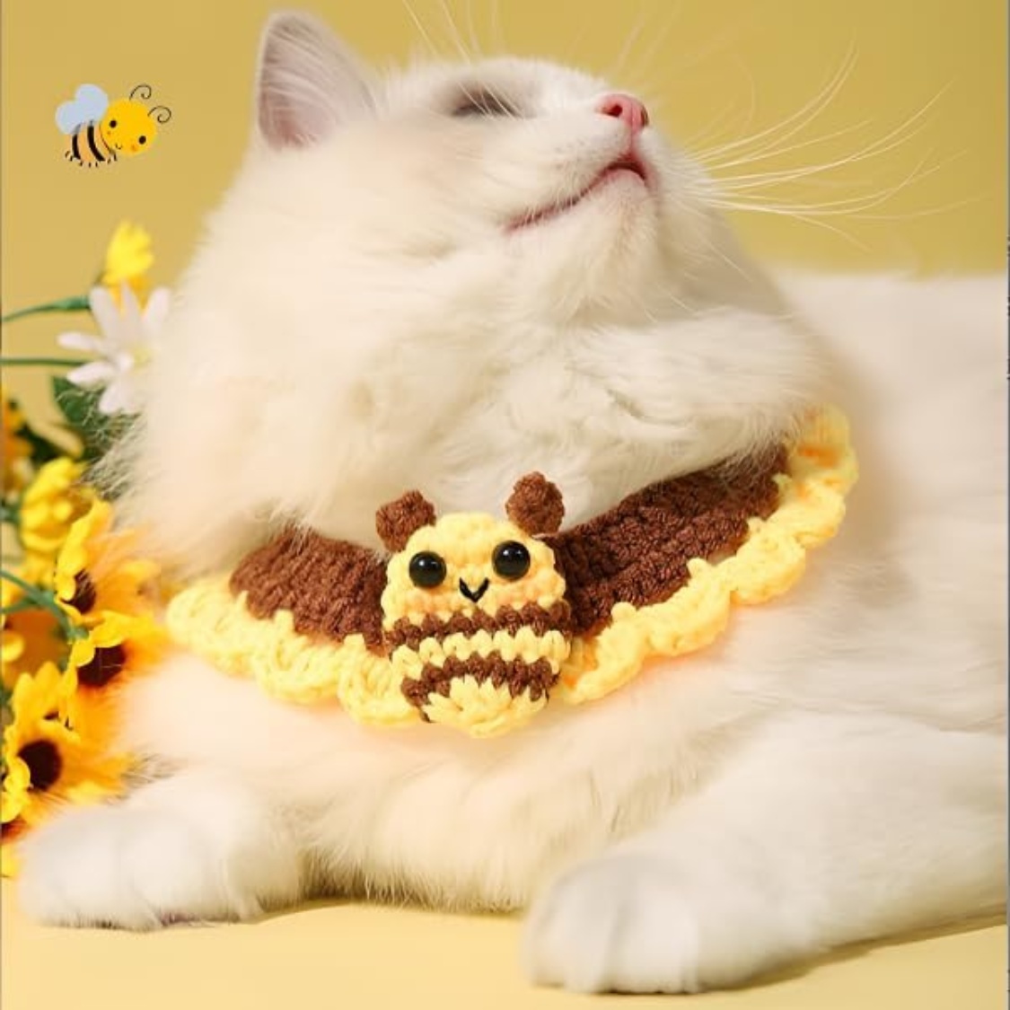 Adjustable Pet Bandana Scarf, Bee 10in For 2kg Cats - Image 3