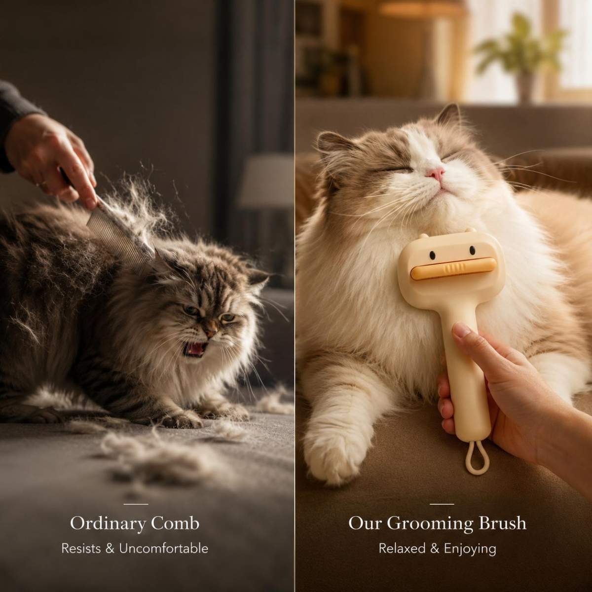 Cute Cartoon Bear Self-Cleaning Pet Brush Universal Deshedding Comb For Cats And Dogs Removes Loose Fur & Detangles Comfortable Non-Slip Handle Pet Grooming Tool - Image 7