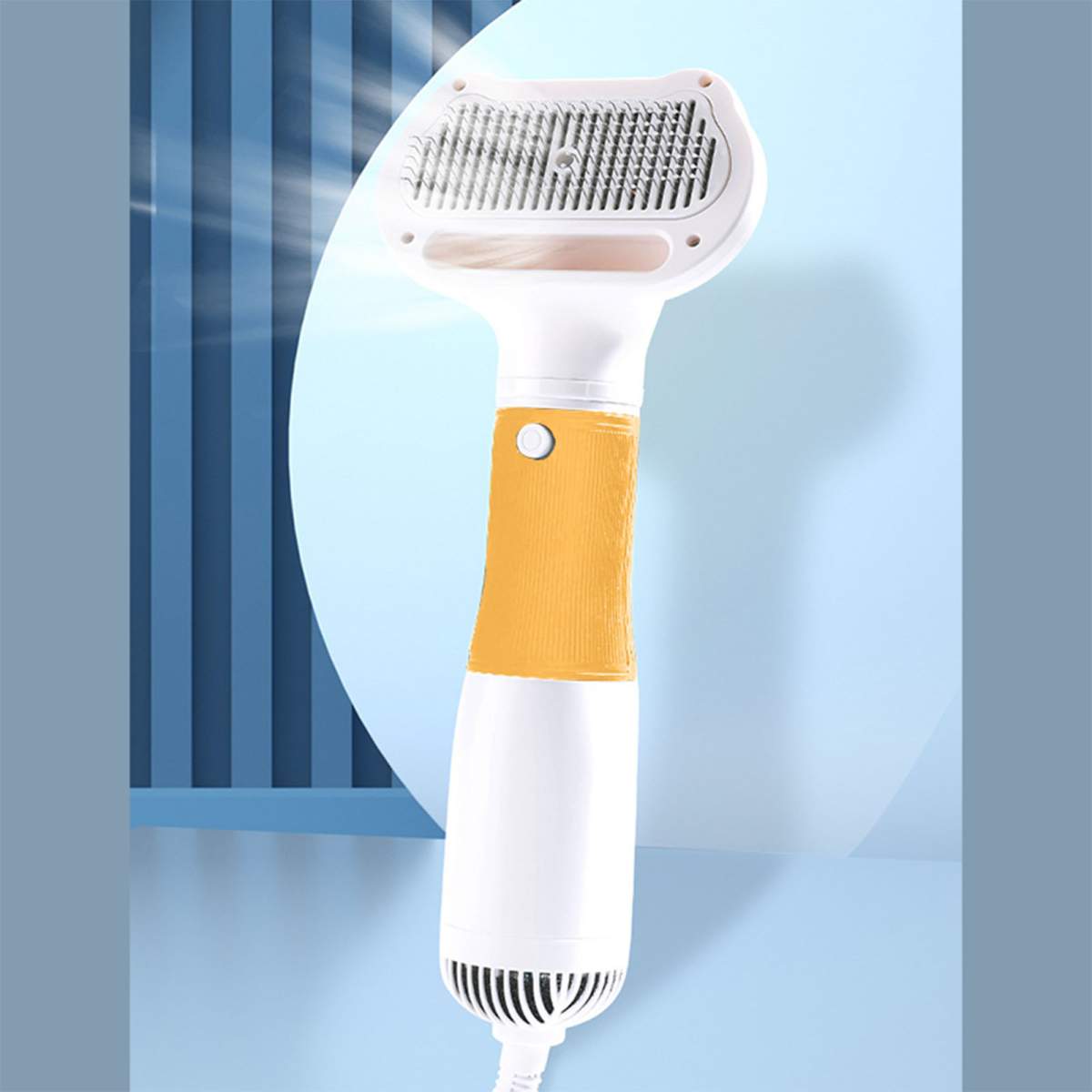Pet Hair Dryer With Slicker Brush Low Noise 600W 3 Temperature Adjustable 3 In 1 Grooming Dog Blow Dryer For Cats Yellow - Image 3