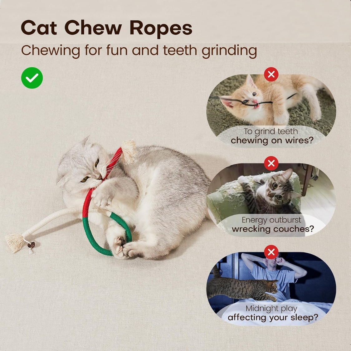 Cat Toys Chew Ropes 3Pcs With Refillable Natural Catnip - Image 6