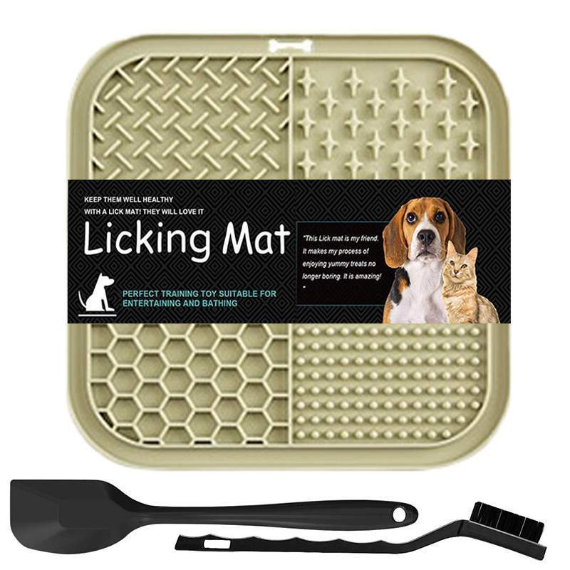 Licking Mat For Dogs & Cats With Suction Cups, 1 Pack Square Dog Slow Feeder Lick Pat For Anxiety Relief & Boredom, Dog Toys To Keep Them Busy, Pets Bathing Training Grooming Mat - Image 3