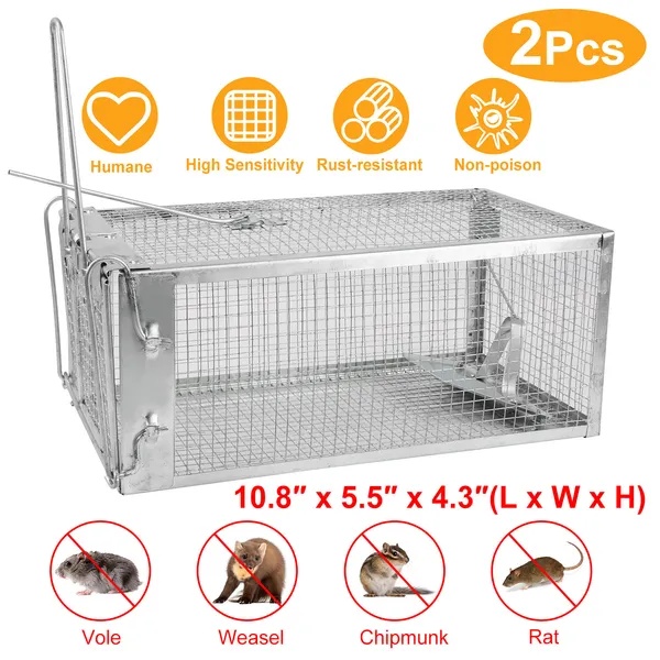 2 Pcs Humane Mouse Trap, High Sensitivity Gravity Pedal Auto-Lock Rodent Trap - Sturdy Galvanized Steel, Escape-Proof Small Mesh Design, Safe For Kids & Pets, Easy To Use Indoors&Outdoors For Mice, - Image 5