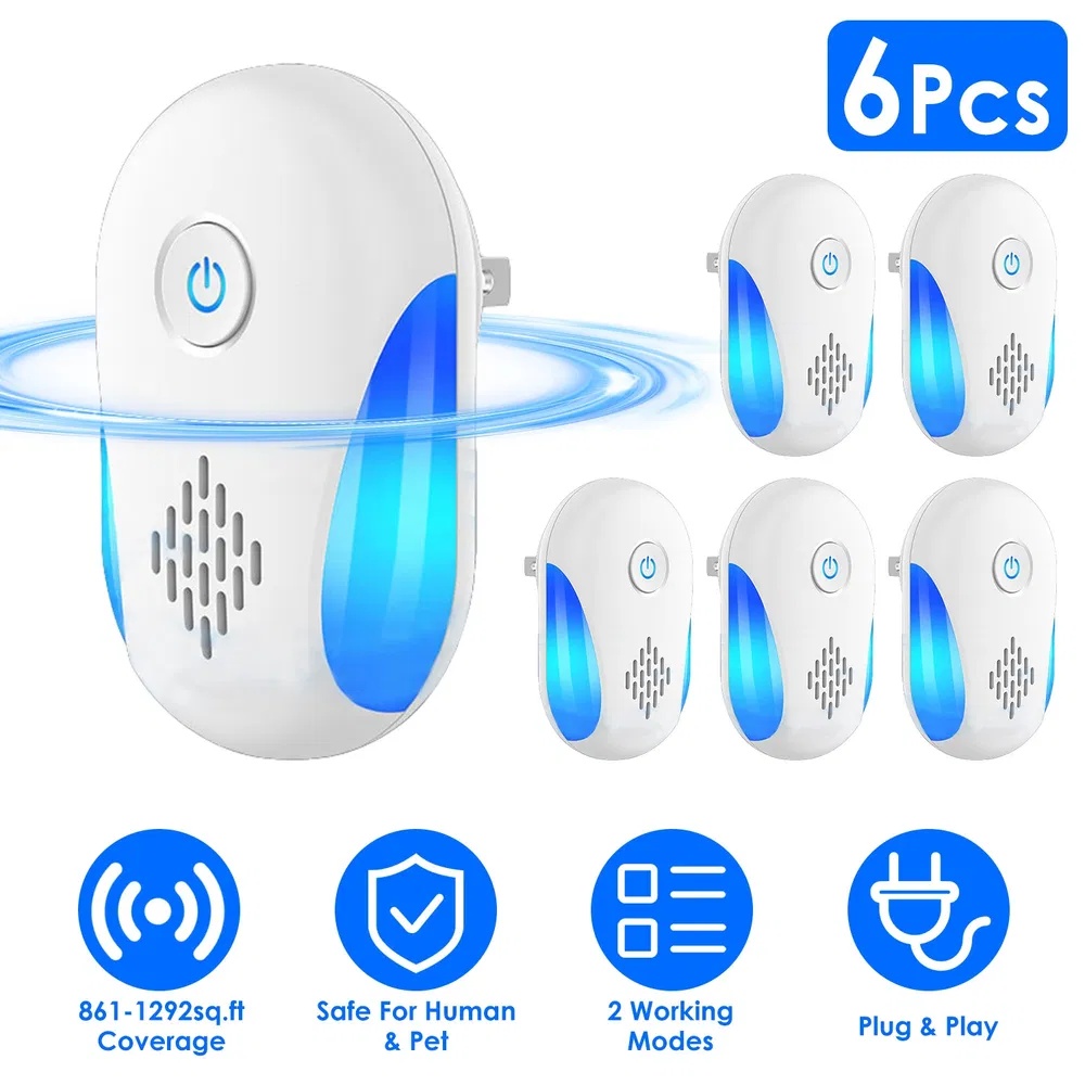 6 Pack Ultrasonic Pest Repeller, Operation Pest Wide Coverage Dual-Frequency Pest Control For Home Apartment Hotel Office Kitchen - Image 4