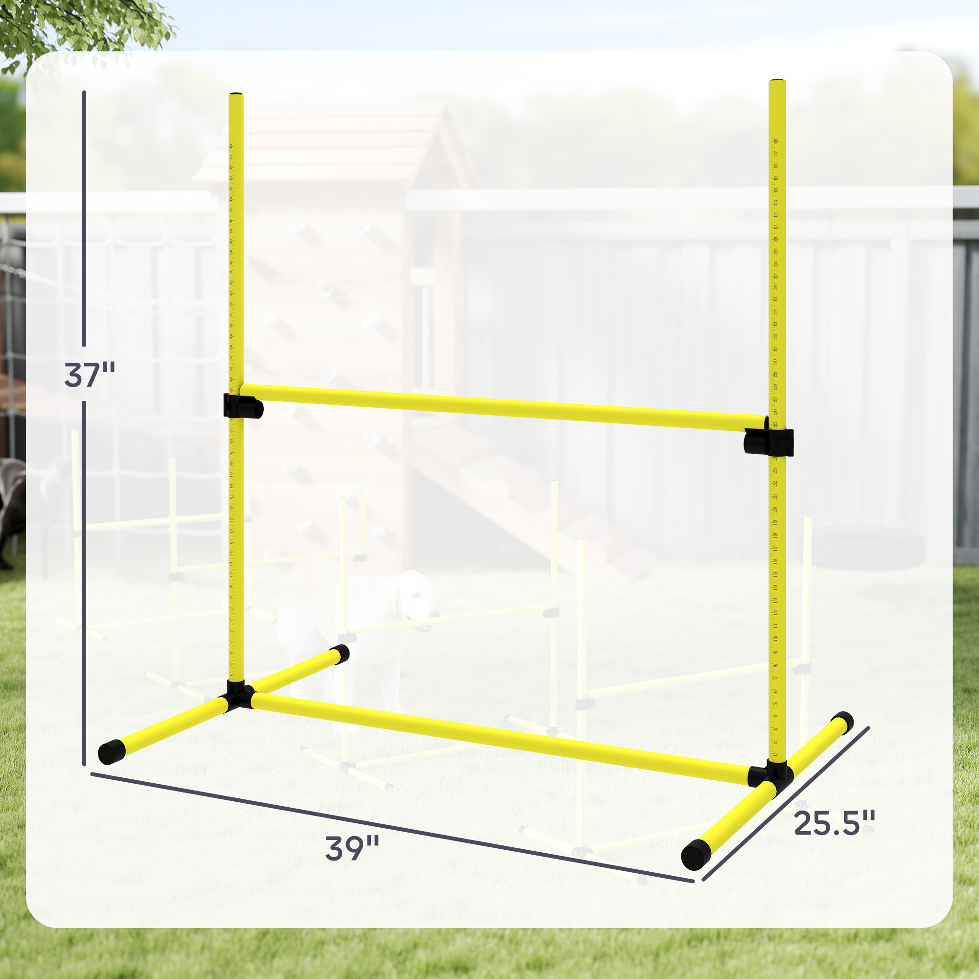 4 Piece Dog Agility Set with Adjustable Height Jump Bars, Carry Bag, Displacing Top Bar, Yellow Yellow - Image 7