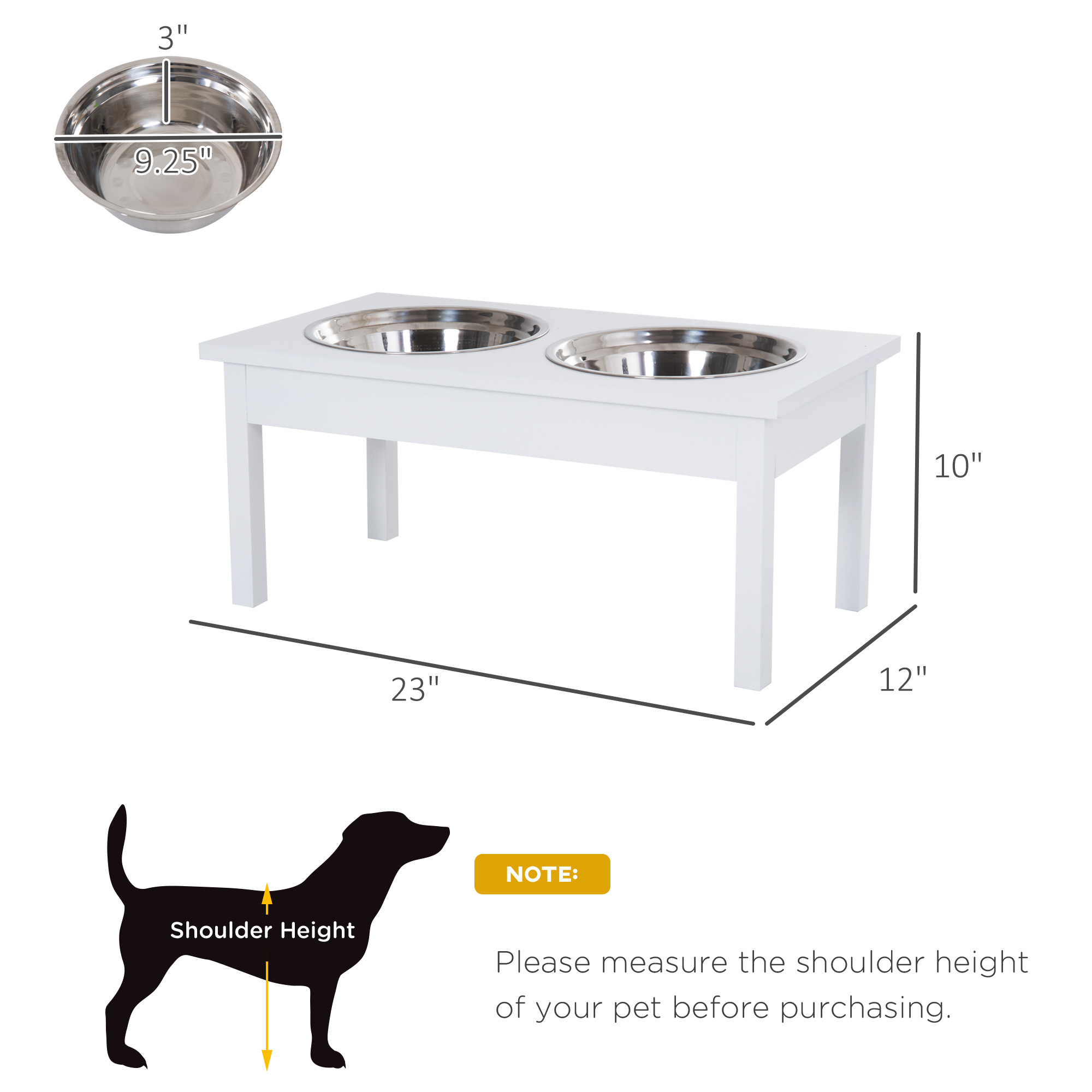 23" Wooden Heavy Duty Dog Food Bowls Pet Elevated Feeding Station -White - Image 6