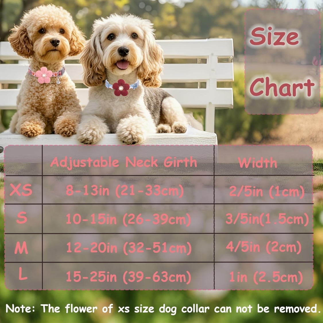 Small Dog Collar With Flower, Spring Dog Collar For Girl Dog Collars For Small Dogs Cute Dog Collar With Bell, Adjustable Length - Image 4