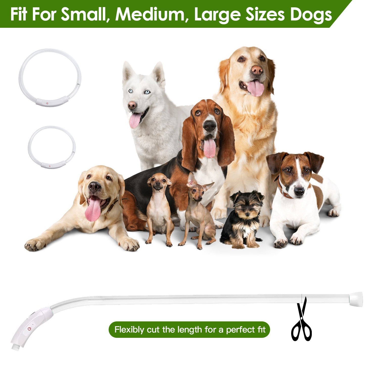 1Pc USB Rechargeable LED Dog Collar Multi Color Lighting Dog Safety Collar Cuttable Length Glow Dog Collar For Small Medium Large Dog Night Walking - Image 3