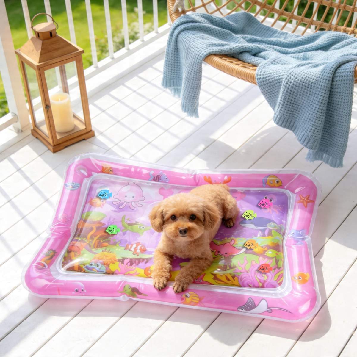 Cat Water Mat Interactive Sensory Play Mat With Floating Fish Toys LED Color Changing Light Thickened PVC For Indoor Cats Kittens Pet Enrichment - Image 10