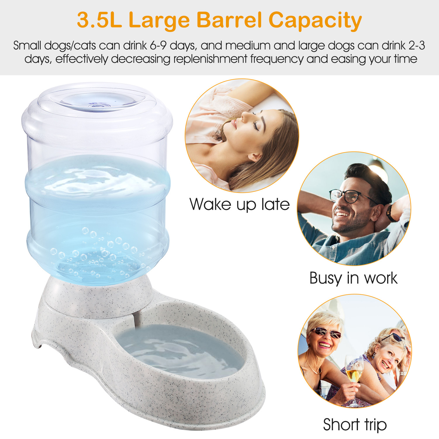 3.5L 1Gal Pet Water Dispenser Self-Dispensing Gravity Pets Water Feeder Automatic Pet Waterer Cat Dog - Image 2