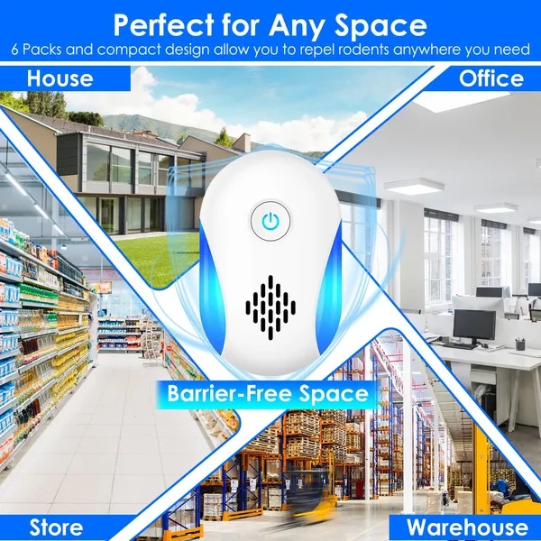 6 Pack Ultrasonic Pest Repeller, Operation Pest Wide Coverage Dual-Frequency Pest Control For Home Apartment Hotel Office Kitchen - Image 2