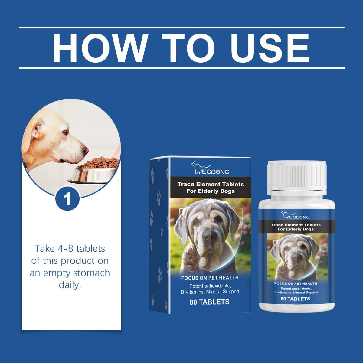 Trace Element Tablets For Senior Dogs Multimineral Supplement For Elderly Canines, Supports Bone Health, Skin Coat & Digestion - Image 2