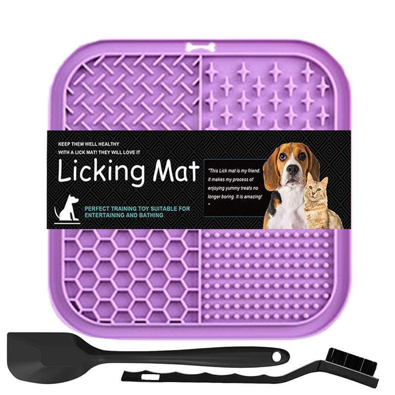 Licking Mat For Dogs & Cats With Suction Cups, 1 Pack Square Dog Slow Feeder Lick Pat For Anxiety Relief & Boredom, Dog Toys To Keep Them Busy, Pets Bathing Training Grooming Mat - Image 4