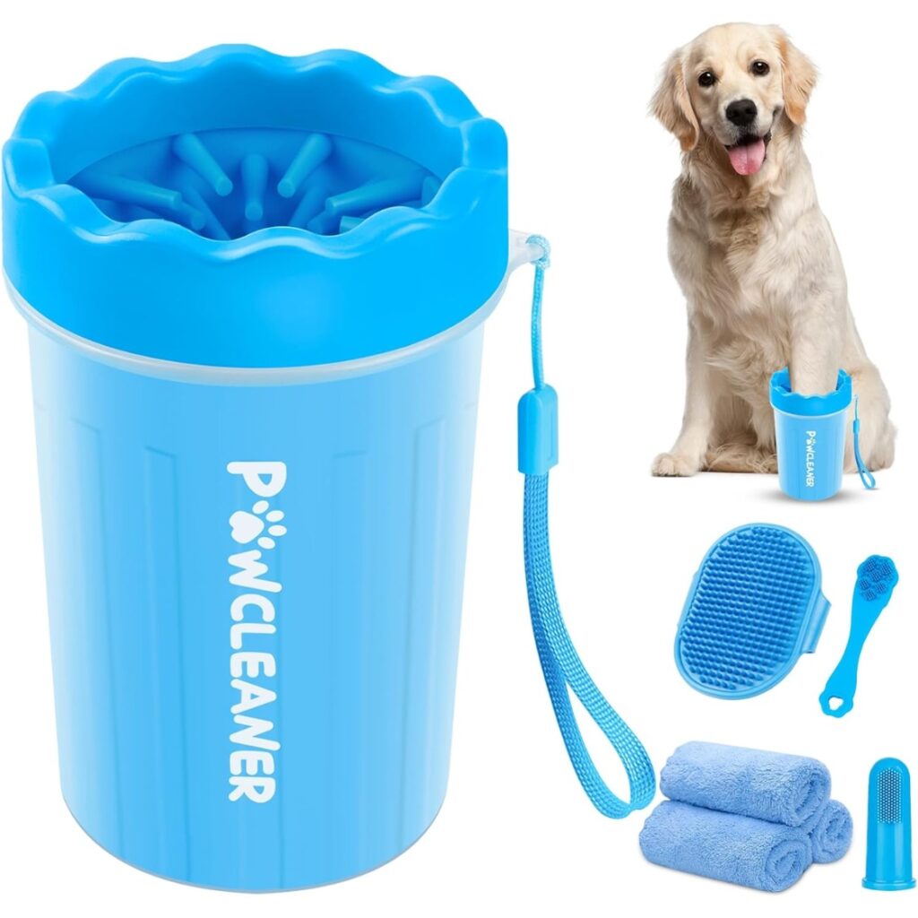 Professional 7 In 1 Dog Paw Cleaner For Dogs & Cats  Includes 1 Portable Paw Washer 1 Bath Brush 2 Dog Toothbrushes And 3 Absorbent Towels Note Fits Paws 1.5 To 2.5 Inches Wide