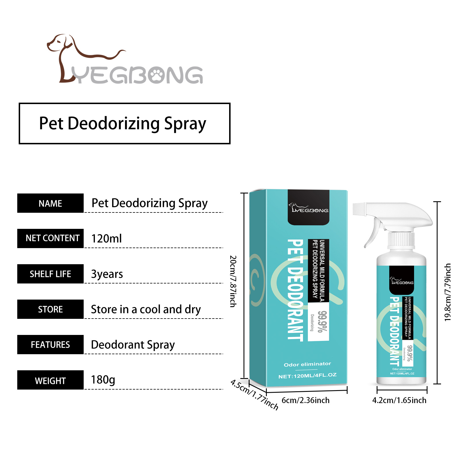 Pet Deodorant Spray, Gentle Pet Odor Eliminator For Dogs & Cats, Instantly Remove Bad Smell For Pet Bedding, Carpet & Home Surfaces, 120ML - Image 2