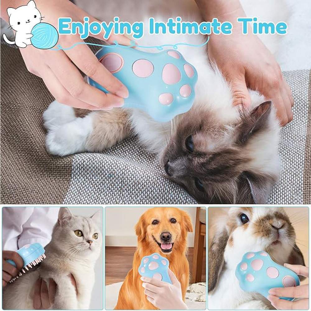 Rechargeable Steam Cat Brush, Cute Paw Shape Pet Steamer Grooming Brush With Soft Silicone Teeth For Dog Cat Massage, Shedding & Hair Removal - Image 7