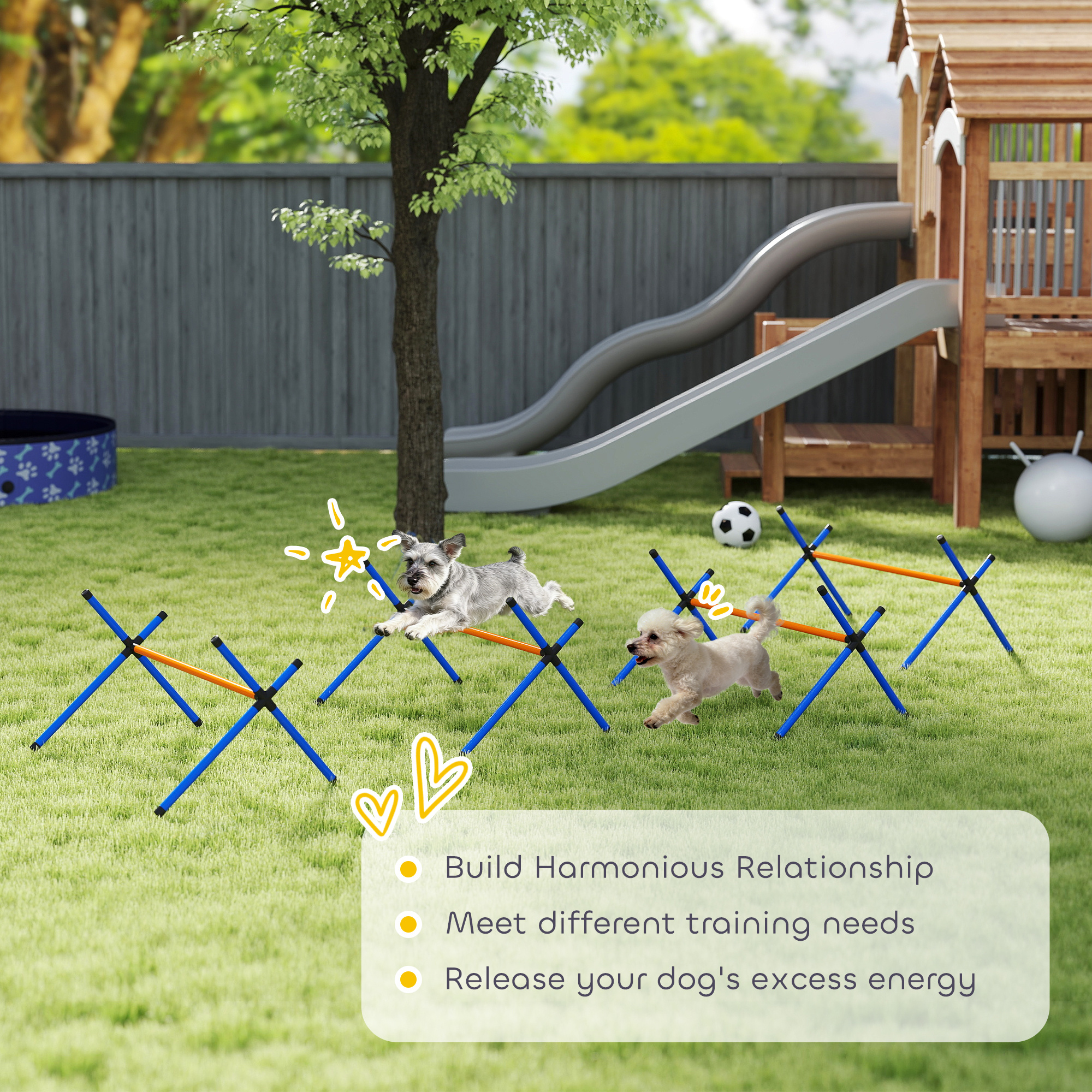 4 Pieces Dog Agility Equipment, Dog Agility Course Backyard Set with Adjustable Height Jump Bars and Carry Bag - Image 4