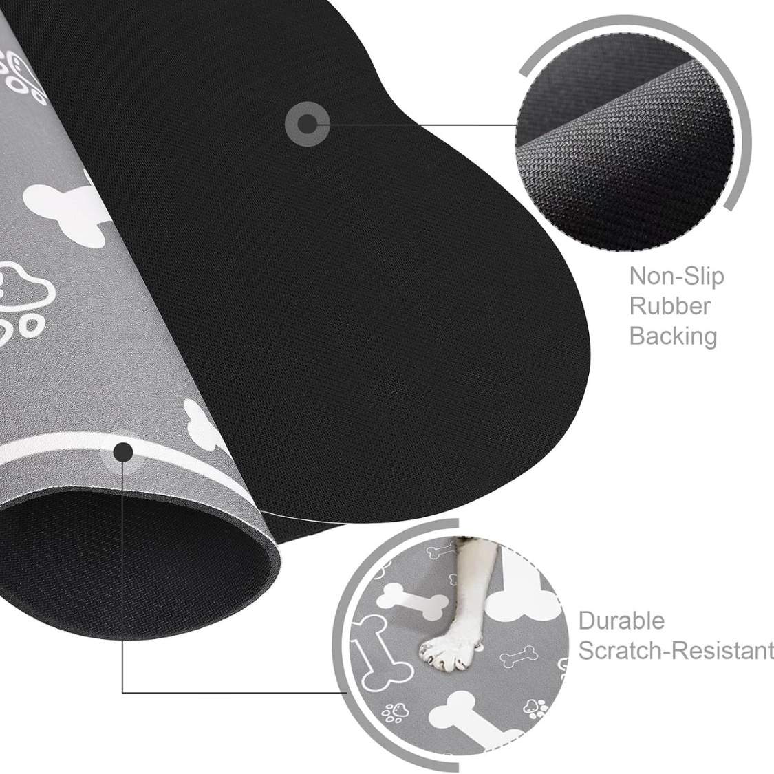 Dog Cat Food Mat,Rapid Absorbent Pet Feeding Mat, Bone Shaped Dog Placemat Water Bowl Mat With Rubber Backing,No Stains Dog Cat Food Mats Indoor, Pet - Image 3