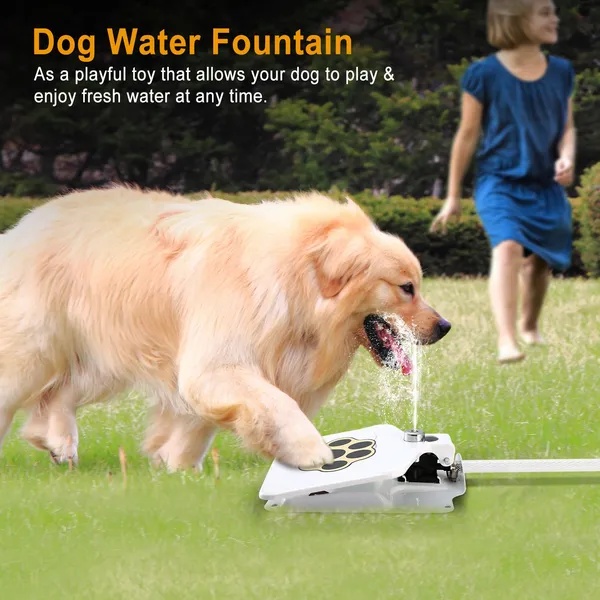 Dog Water Fountain Outdoor Dog Pet Water Dispenser Step-on Activated Sprinkler - Image 4