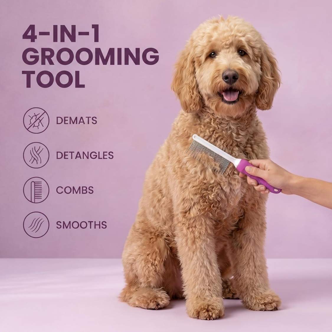 Pet Comb With Long Short Stainless Steel Teeth For Removing Matted Fur, Knots Tangles Detangler Tool Accessories For - Image 4
