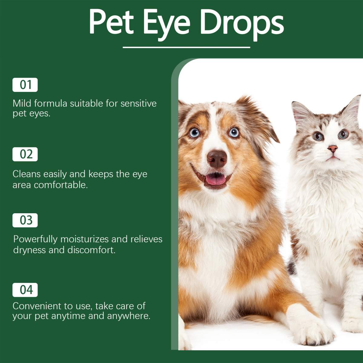 Dog Cat Eye Drops, Gentle Eye Care With Sodium Hyaluronate & Vitamin E, Soothe Irritation, 60ml Pet Eye Cleaner - Image 6