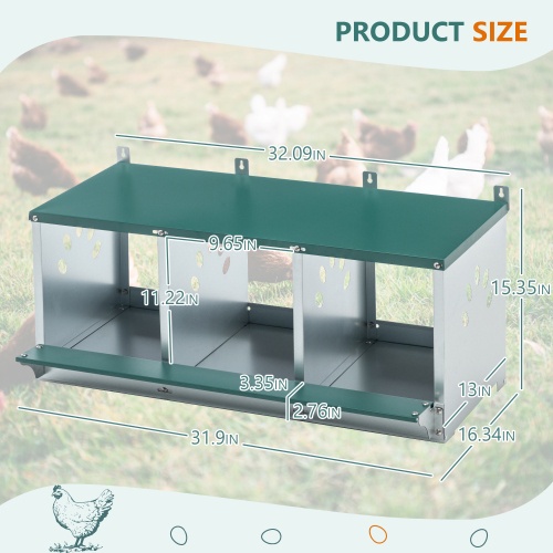 Metal Nesting Boxes For Chicken,3 Compartment Nesting Box,Galvanized Steel Nesting Boxes For Hens, Easy To Assemble - Image 2