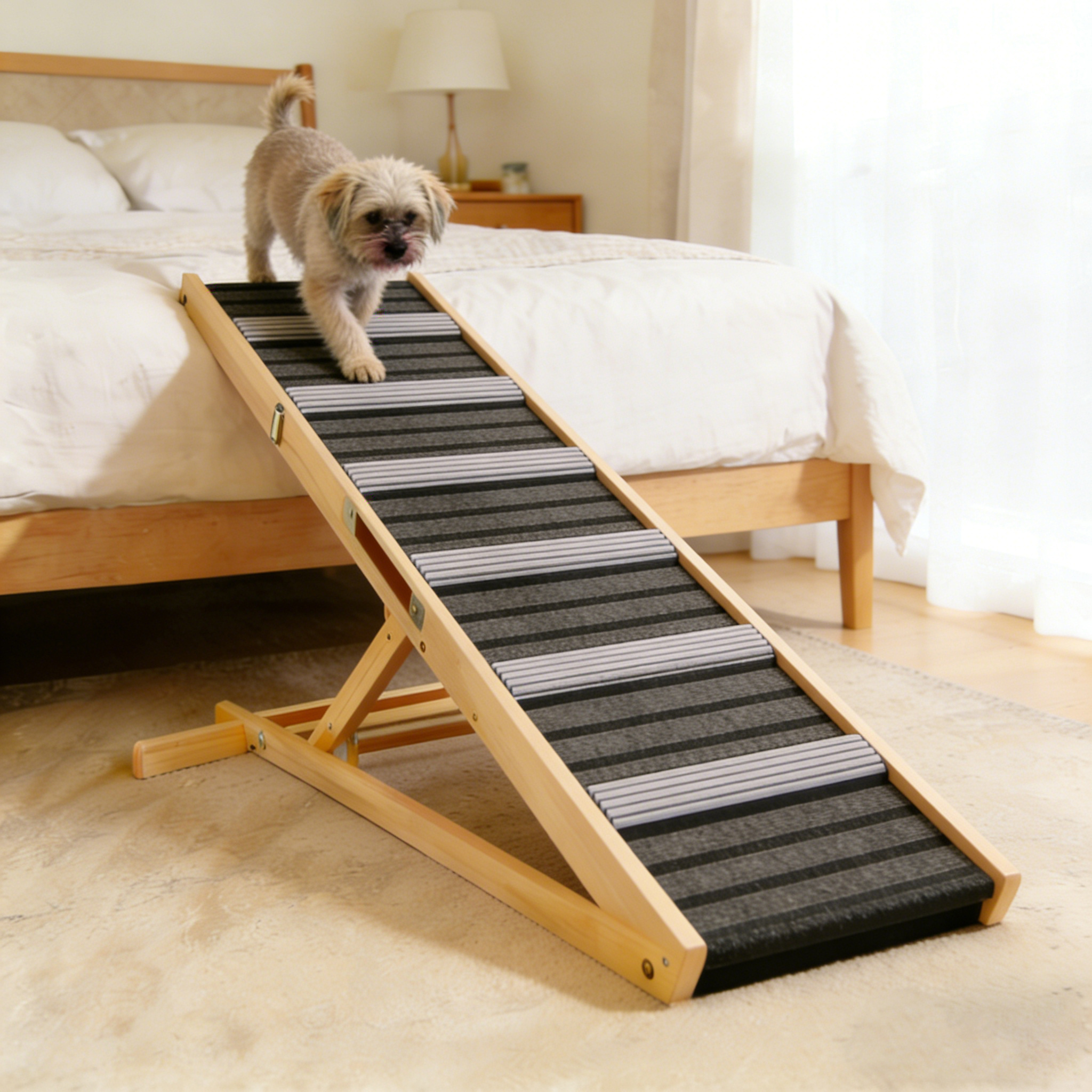2026 Upgraded Dog Ramp for Couch, Small Dog Ramp for Sofa, 6 Adjustable Height from 14'' to 25", Portable Stable Pet Steps with Non-Slip Pad, Pet Ramps Use for Sofa Couch Stairs