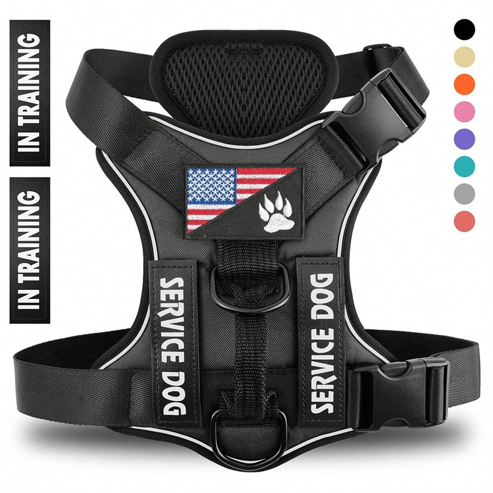 Reflective Breathable Solid Color Polyester Dog Strap - Image 2