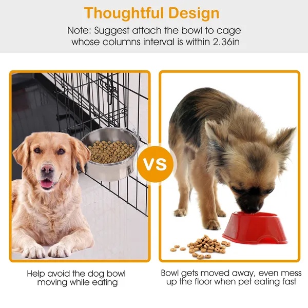 Detachable Pet Cage Food Water Bowl With Clamp Holder - Image 7