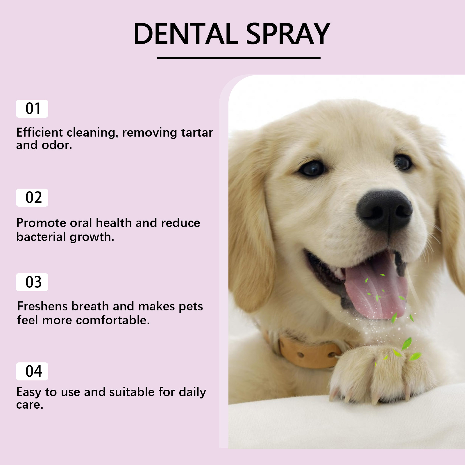 Pet Dental Spray For Dogs & Cats, No Brushing Needed, Freshen Breath & Whiten Teeth Oral Care Spray - Image 7