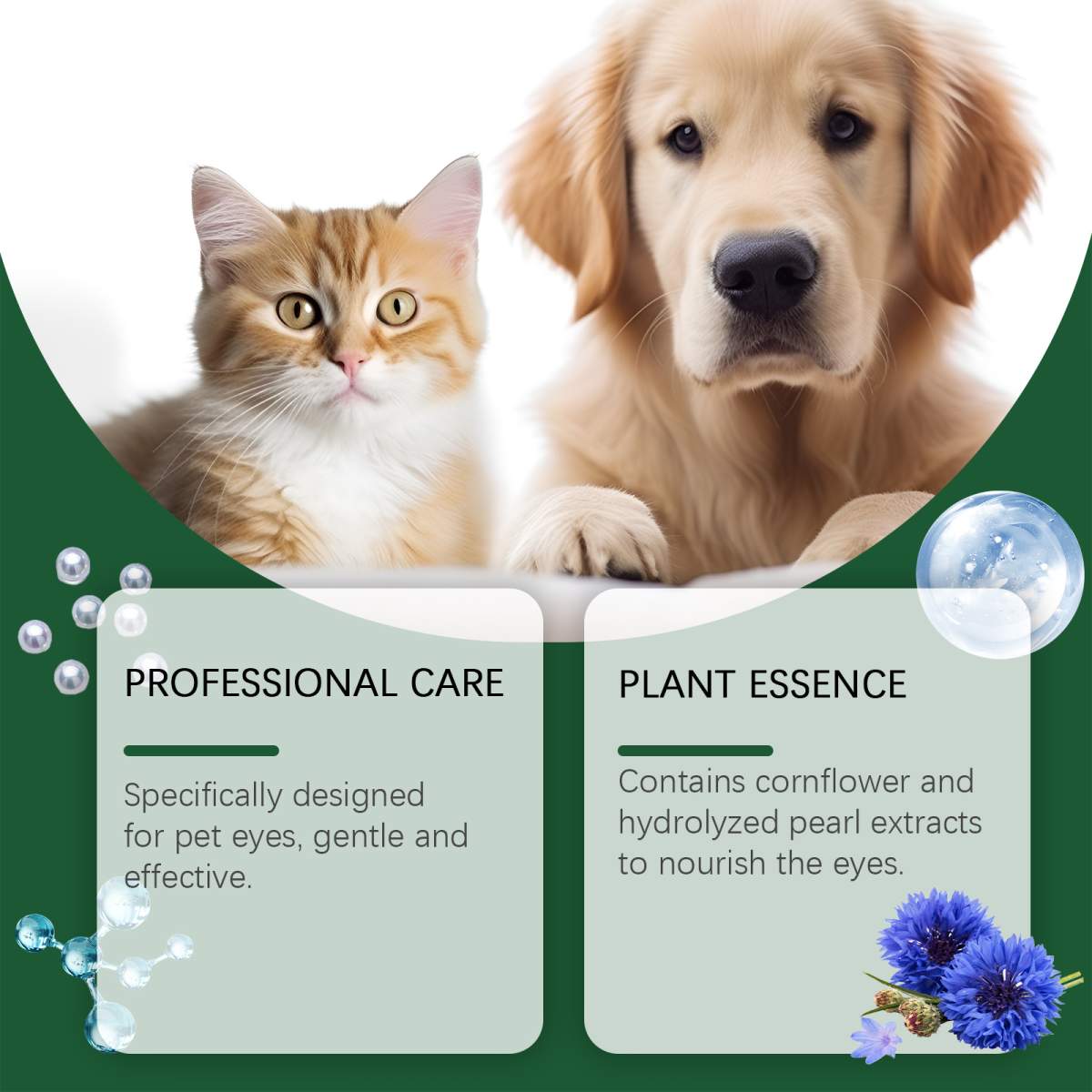 Dog Cat Eye Drops, Gentle Eye Care With Sodium Hyaluronate & Vitamin E, Soothe Irritation, 60ml Pet Eye Cleaner - Image 3