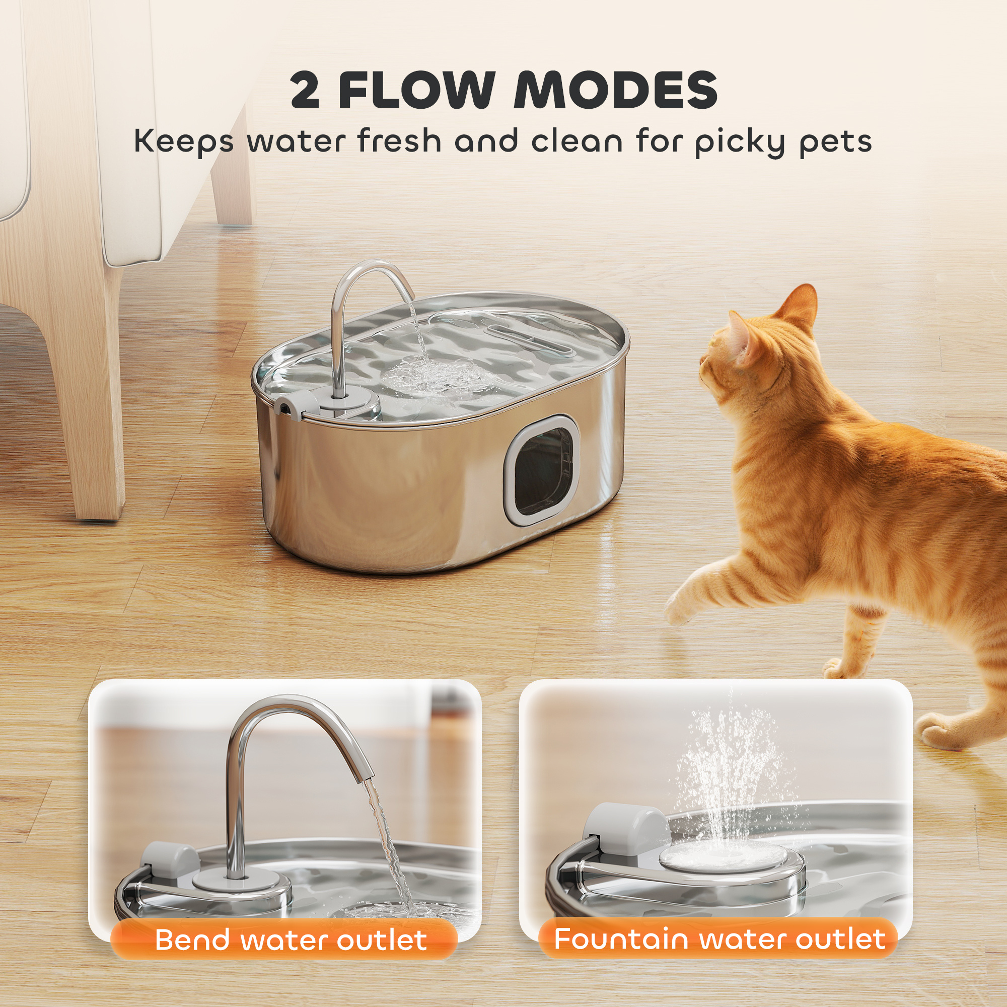 246 oz./7L Stainless Steel Cat Water Fountain with Filters, Ultra-Quiet Pump, for Cats, Dogs & Multi-Pet Homes - Image 7