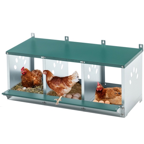 Metal Nesting Boxes For Chicken,3 Compartment Nesting Box,Galvanized Steel Nesting Boxes For Hens, Easy To Assemble - Image 3