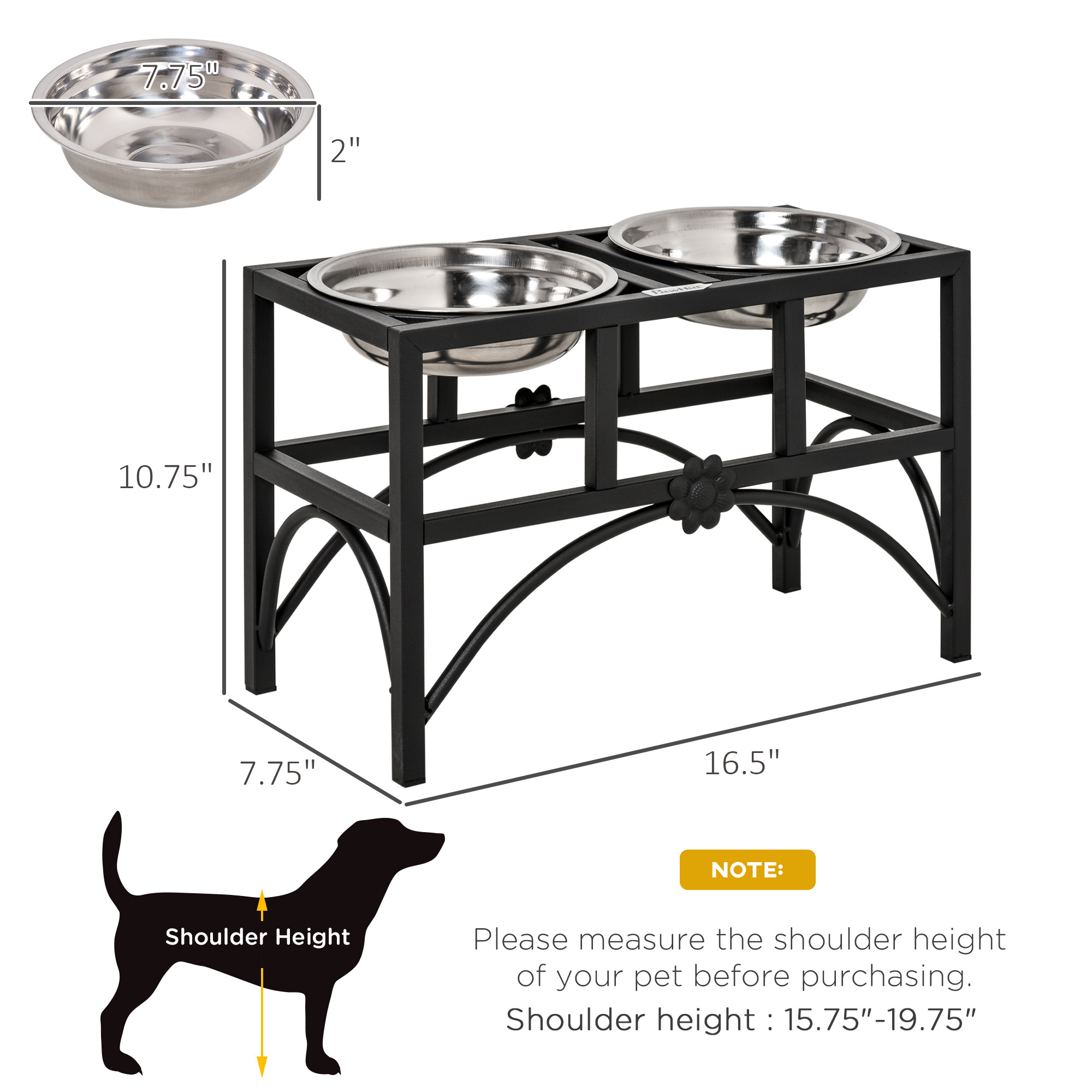 17" Double Stainless Steel Heavy Duty Dog Food Bowl Elevated Pet Feeding Station - Image 8