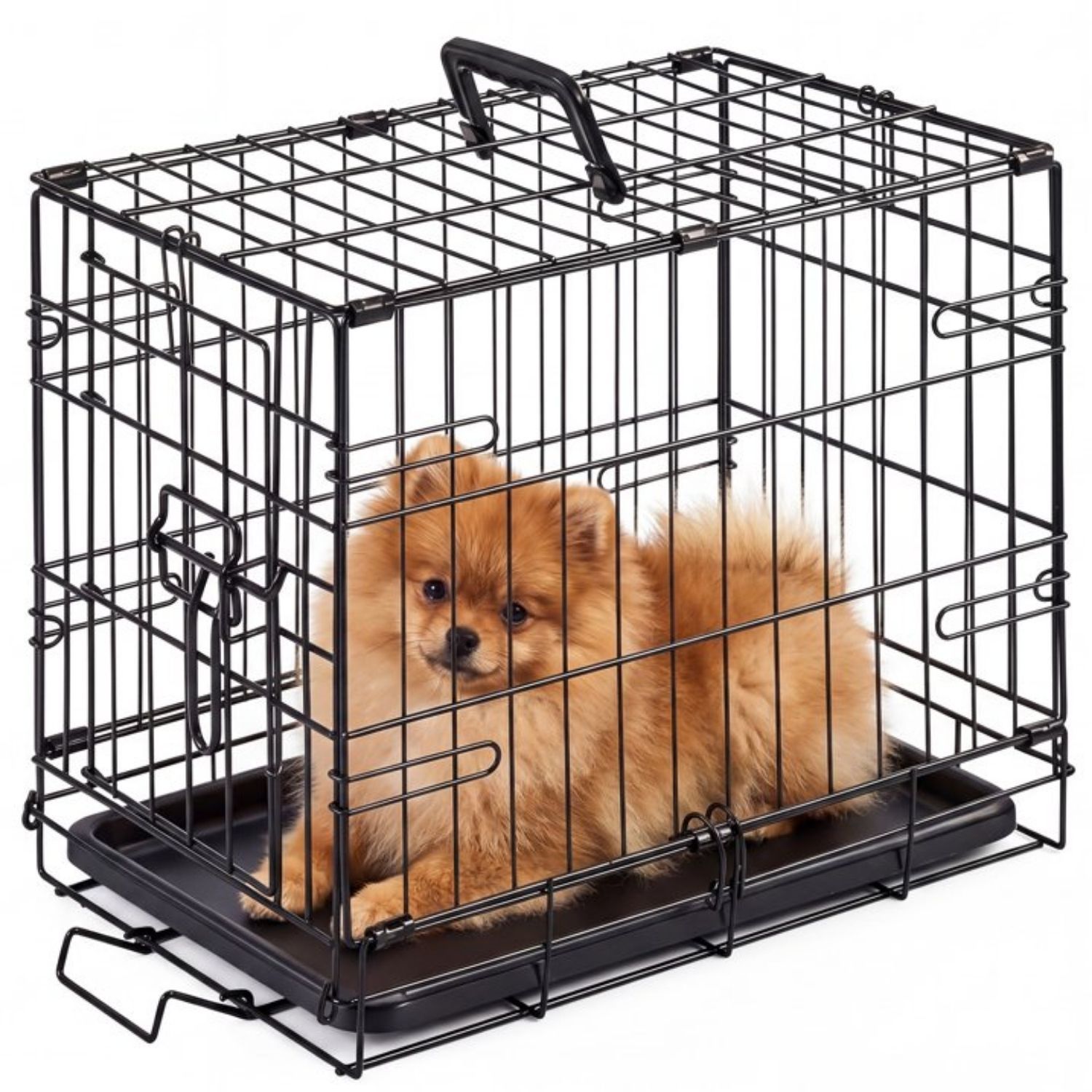 Single Door Dog Cage - Durable Metal Pet Kennel, Secure Lock, Collapsible Design, Removable Tray For Easy Cleaning, Portable Puppy Cage - Image 4