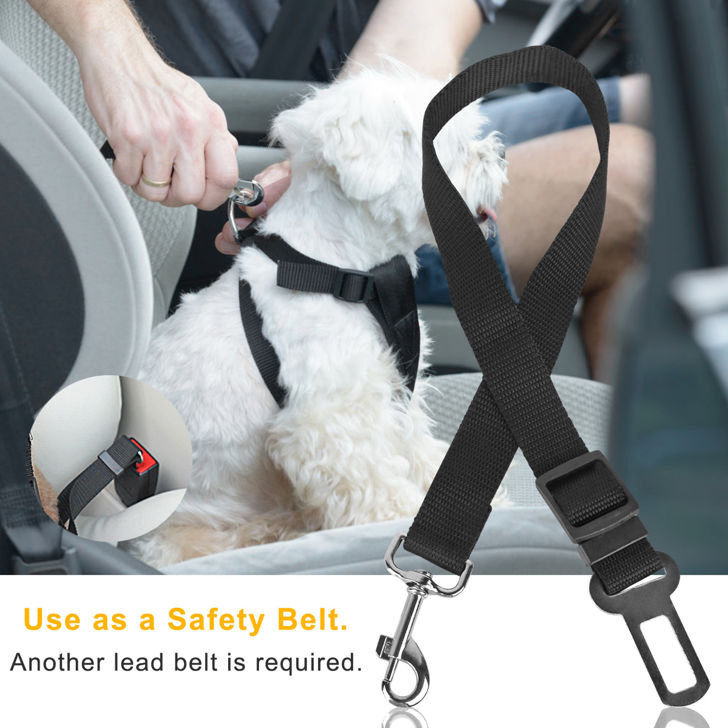 2Pcs Pet Dog Seat Belt Leash Adjustable Pet Dog Cat Safety Leads Harness Car Vehicle Nylon Fabric Seatbelt Strap - Image 4