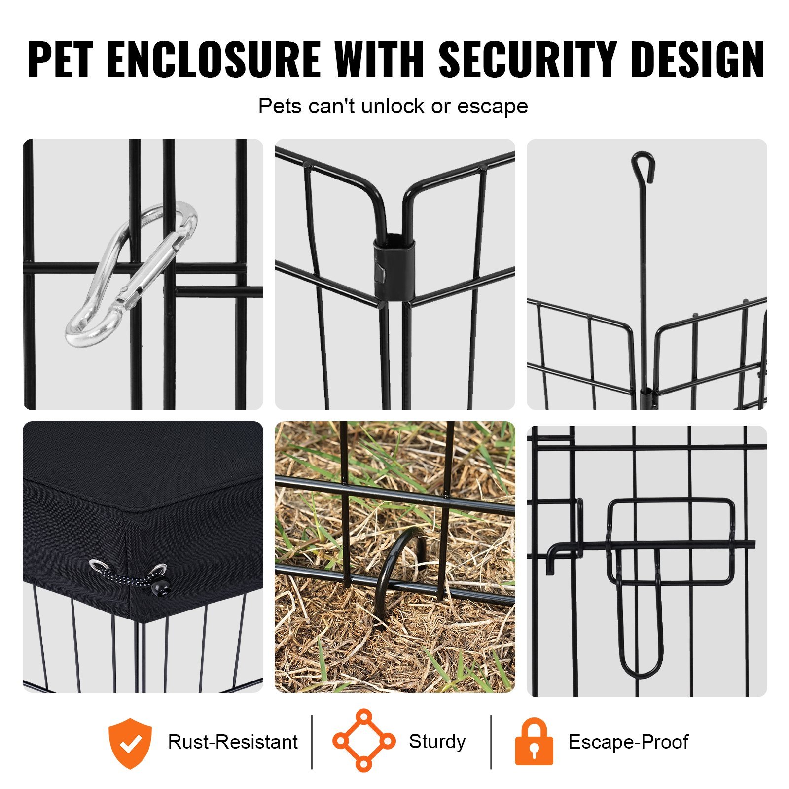Dog Playpen 8 Panels Foldable Metal Dog Exercise Pen With Pad Cover 30"H - Image 4
