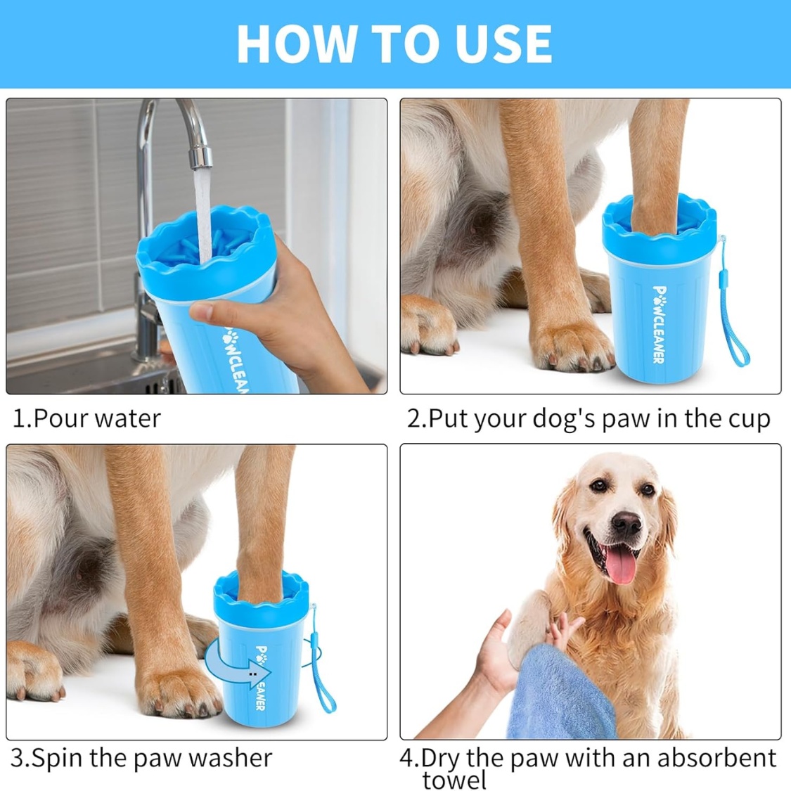 Professional 7 In 1 Dog Paw Cleaner For Dogs & Cats Includes 1 Portable Paw Washer 1 Bath Brush 2 Dog Toothbrushes And 3 Absorbent Towels Note Fits Paws 1.5 To 2.5 Inches Wide - Image 6