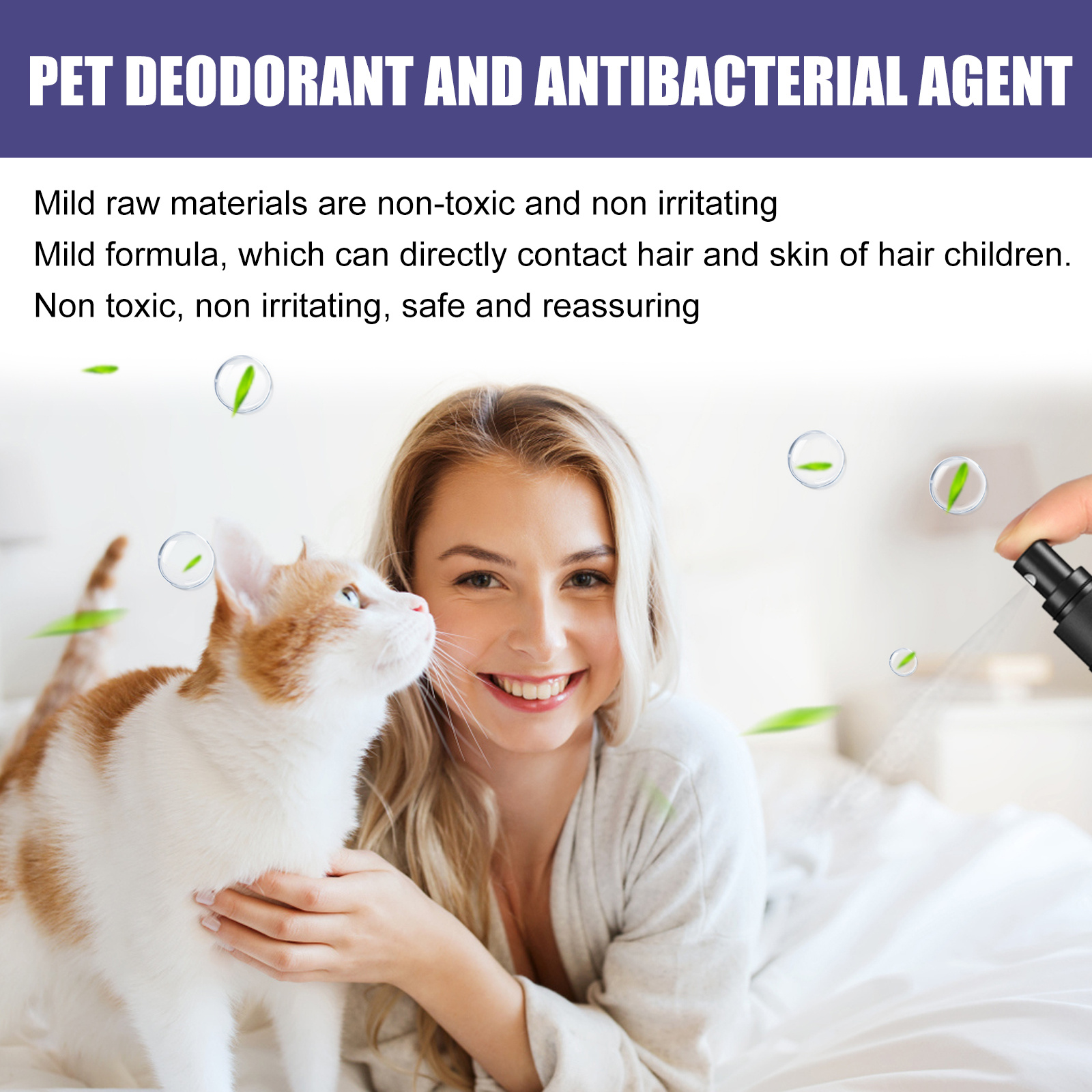 60ml Natural Pet Deodorant Spray With Portulaca & Aloe Extract, Pet Odor Eliminator, Non-Toxic Gentle Formula For Dogs - Image 9